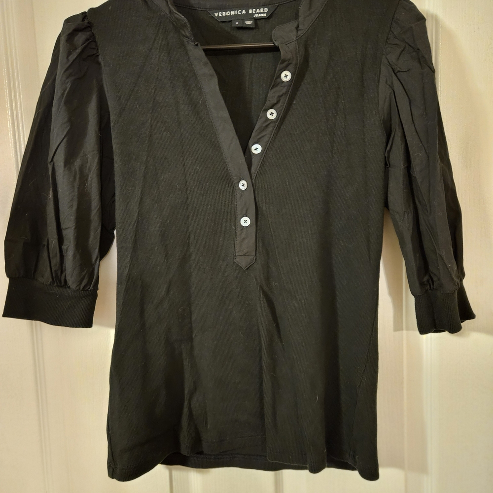 Veronica Beard Black Button-Up Blouse